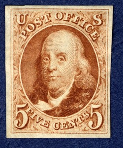 Benjamin Franklin - Red Brown - Reproduction United States Postage Stamp