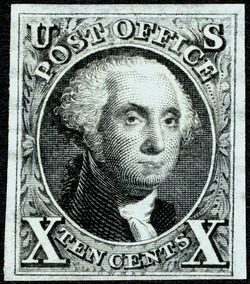 George Washington - Black - Reproduction United States Postage Stamp