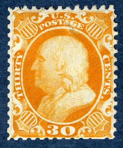 Benjamin Franklin - Yellow Orange United States Postage Stamp