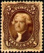 Thomas Jefferson - Brown - A Grill United States Postage Stamp