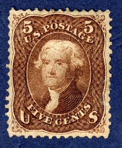 Thomas Jefferson - Brown - F Grill United States Postage Stamp