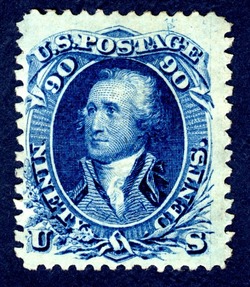 George Washington - Blue - F Grill United States Postage Stamp