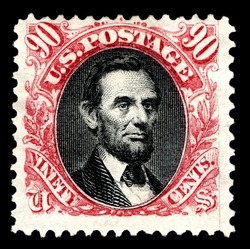 Abraham Lincoln - Carmine and Black - No Grill United States Postage Stamp