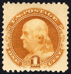 Benjamin Franklin Buff - No Grill United States Postage Stamp