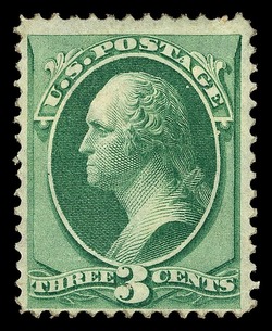 George Washington - Green - H Grill - Hard Paper United States Postage Stamp