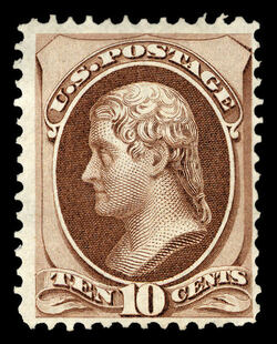 Thomas Jefferson - Brown - H Grill - Hard Paper United States Postage Stamp
