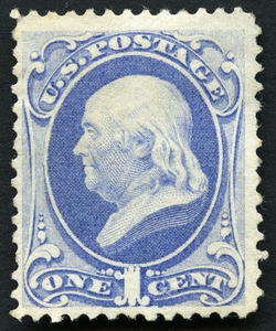 Benjamin Franklin - Ultramarine - Hard Paper - Secret Mark United States Postage Stamp