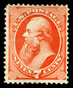 Edwin Stanton - Orange Vermillion - Hard Paper - Secret Mark United States Postage Stamp