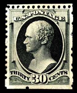 Alexander Hamilton - Green Black - Hard Paper - No Gum Special Printing United States Postage Stamp