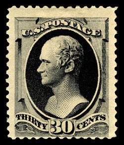Alexander Hamilton - Black - Soft Paper - Secret Mark United States Postage Stamp