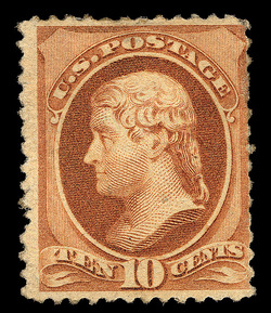 Thomas Jefferson - Brown - Soft Paper - Re-engraved United States Postage Stamp