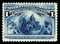 Christopher Columbus in Sight of Land - Blue United States Postage Stamp | Columbian Series