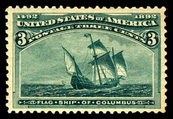 Flagship of Christopher Columbus - Green United States Postage Stamp | Columbian Series
