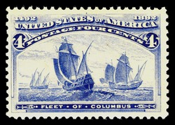 Fleet of Christopher Columbus - Ultramarine United States Postage Stamp | Columbian Series