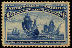 Fleet of Christopher Columbus - Ultramarine - Color Error United States Postage Stamp | Columbian Series