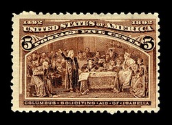 Christopher Columbus Soliciting Aid From Queen Isabella - Chocolate Brown United States Postage Stamp | Columbian Series
