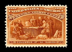 Christopher Columbus at La Rabida - Orange Brown United States Postage Stamp | Columbian Series