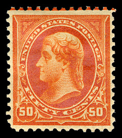 Thomas Jefferson - Orange - Watermark United States Postage Stamp
