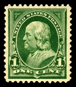 Benjamin Franklin - Green - Watermark United States Postage Stamp