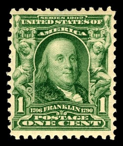 Benjamin Franklin - Green United States Postage Stamp