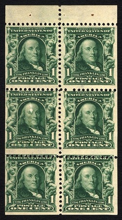 Benjamin Franklin - Green - Booklet Pane of 6 Stamps United States Postage Stamp
