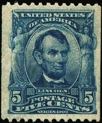 Abraham Lincoln - Blue - Vertical Imperforate United States Postage Stamp