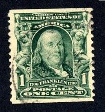 Benjamin Franklin - Green - Horizontal Imperforate United States Postage Stamp