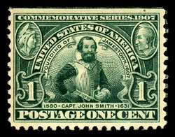 Captain John Smith - Green United States Postage Stamp | Jamestown Tercentennial