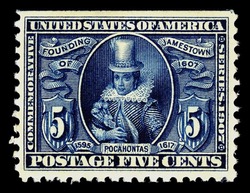 Pocahontas - Blue United States Postage Stamp | Jamestown Tercentennial