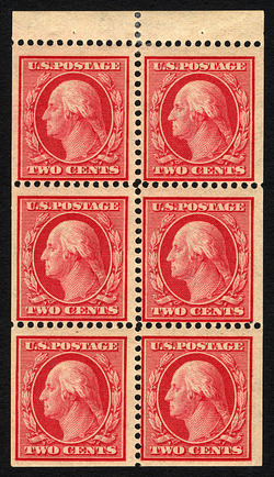 George Washington - Red - Double Line Watermark - Booklet Pane of 6 Stamps United States Postage Stamp | Washington-Franklin Series