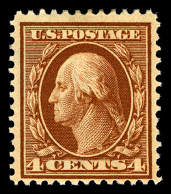 George Washington - Orange Brown - Double Line Watermark - Perf 12 United States Postage Stamp | Washington-Franklin Series