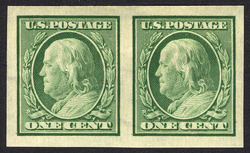 Benjamin Franklin - Green - Double Line Watermark - Imperforate United States Postage Stamp | Washington-Franklin Series