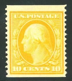 George Washington - Yellow - Double Line Watermark - Horizontal Imperforate - Perf 12 United States Postage Stamp | Washington-Franklin Series