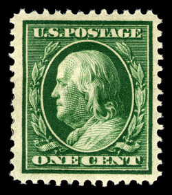Benjamin Franklin - Green - Double Line Watermark - Bluish Paper United States Postage Stamp | Washington-Franklin Series