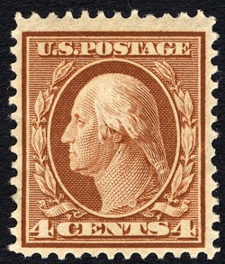 George Washington - Orange Brown - Double Line Watermark - Bluish Paper - Perf 12 United States Postage Stamp | Washington-Franklin Series