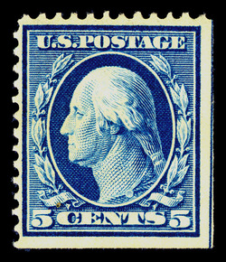 George Washington - Blue - Double Line Watermark - Bluish Paper - Perf 12 United States Postage Stamp | Washington-Franklin Series