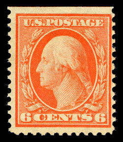 George Washington - Red Orange - Double Line Watermark - Bluish Paper - Perf 12 United States Postage Stamp | Washington-Franklin Series