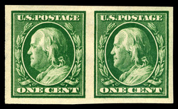 Benjamin Franklin - Green - Single Line Watermark - Imperforate United States Postage Stamp | Washington-Franklin Series