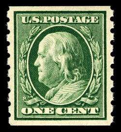 Benjamin Franklin - Green - Single Line Watermark - Horizontal Imperforate - Perf 8 United States Postage Stamp | Washington-Franklin Series