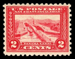 Panama Canal - Pedro Miguel Locks - Carmine - Perf 10 United States Postage Stamp | Panama-Pacific