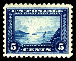 Golden Gate - Blue - Perf 10 United States Postage Stamp | Panama-Pacific