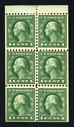 George Washington - Green - Single Line Watermark - Booklet Pane of 6 Stamps - Perf 10 United States Postage Stamp | Washington-Franklin Series