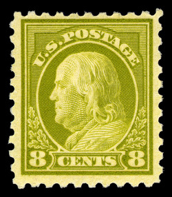 Benjamin Franklin - Olive Green - Single Line Watermark - Perf 10 United States Postage Stamp | Washington-Franklin Series