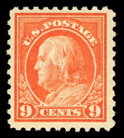 Benjamin Franklin - Salmon Red - Single Line Watermark - Perf 10 United States Postage Stamp | Washington-Franklin Series