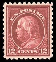 Benjamin Franklin - Copper Red - Single Line Watermark - Perf 10 United States Postage Stamp | Washington-Franklin Series