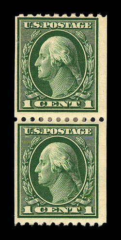 George Washington - Green - Single Line Watermark - Vertical Imperforate - Perf 10 - Flat Plate United States Postage Stamp | Washington-Franklin Series