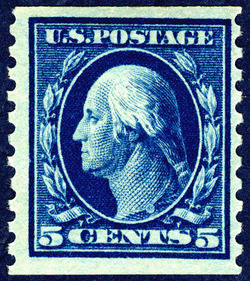 George Washington - Blue - Single Line Watermark - Horizontal Imperforate - Perf 10 - Flat Plate United States Postage Stamp | Washington-Franklin Series