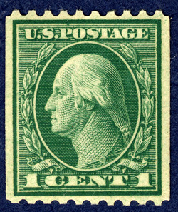 George Washington - Green - Single Line Watermark - Vertical Imperforate - Perf 10 - Rotary Plate United States Postage Stamp | Washington-Franklin Series