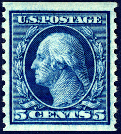 George Washington - Blue - Single Line Watermark - Horizontal Imperforate - Perf 10 - Rotary Plate United States Postage Stamp | Washington-Franklin Series