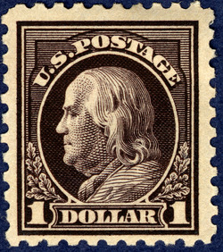 Benjamin Franklin - Violet Black - Double Line Watermark - Perf 10 United States Postage Stamp | Washington-Franklin Series